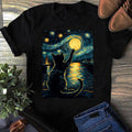 Starry Night Cat Vincent Van Gogh Black Cat Lover Unisex
