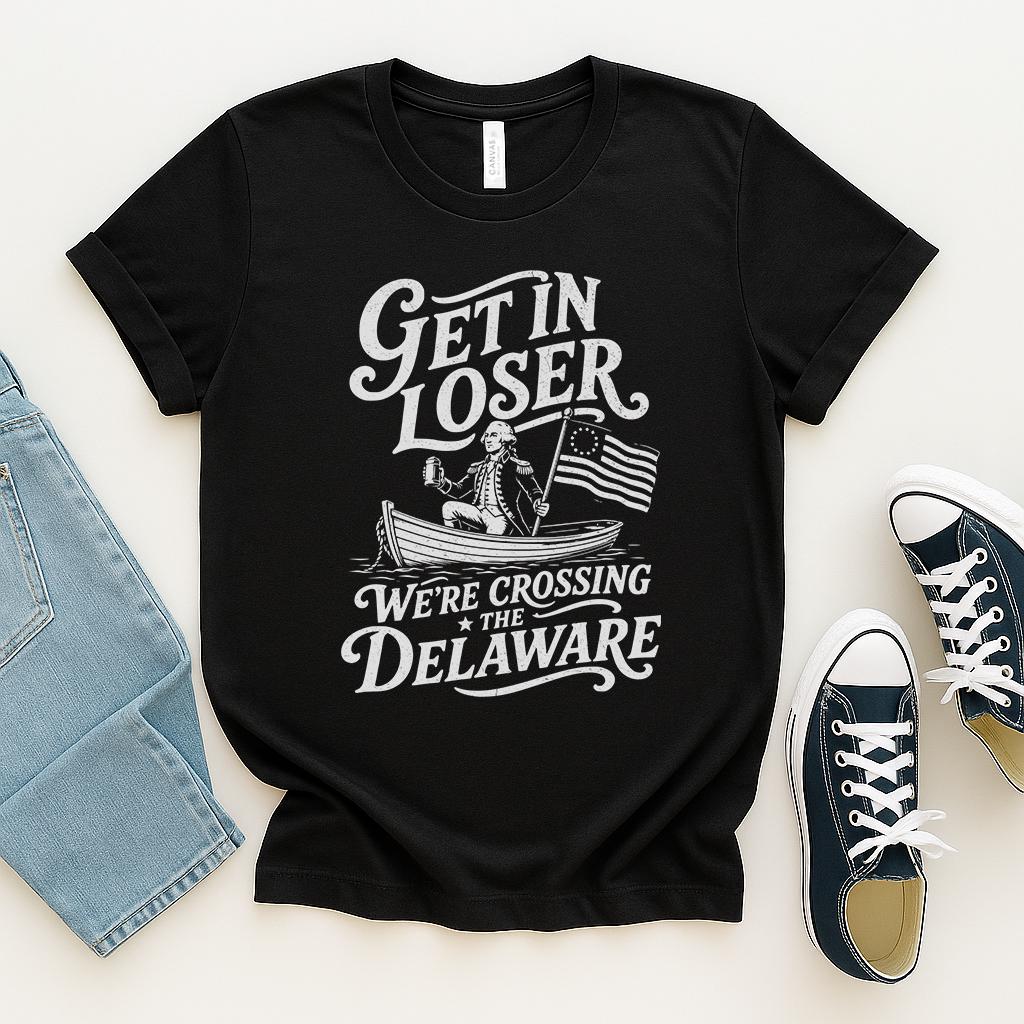 Get Loser We'Re Crossing Delaware Fourth July Washington Tee