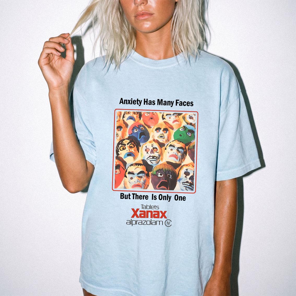 Xanax Anxiety Faces Comfort Colors Retro Heavyweight Tee Vintage Washed