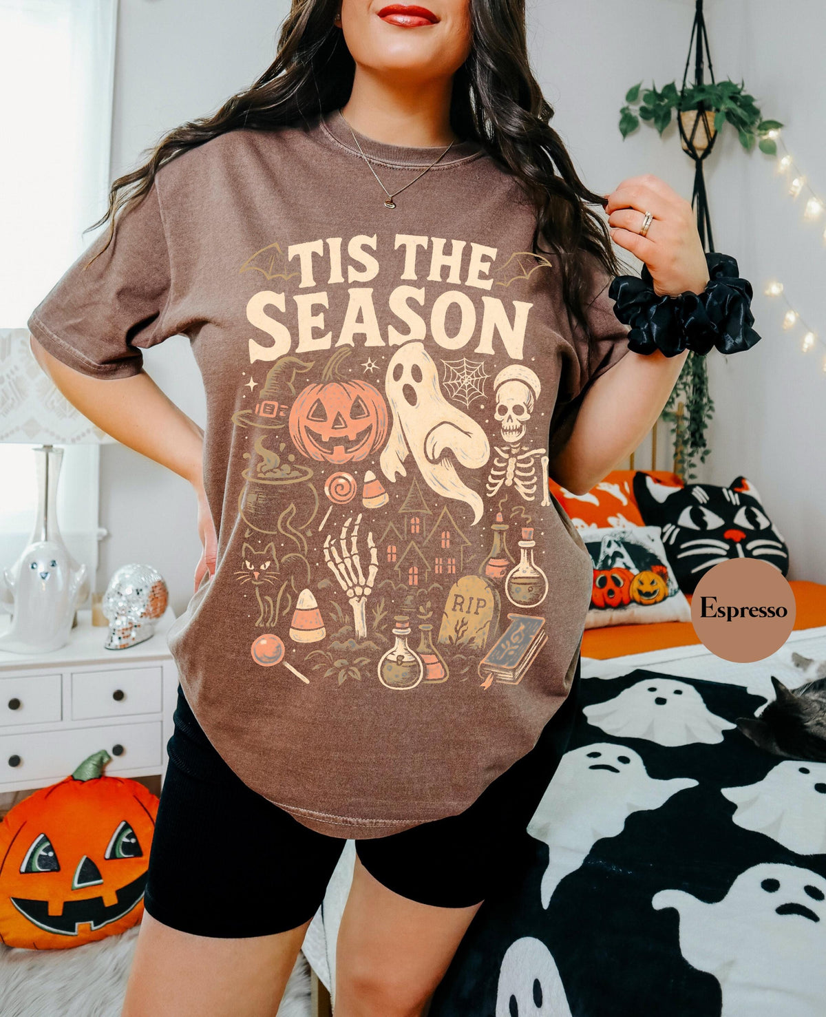Vintage Halloween Comfort Colors Retro Tis Season Skeleton Pumpkin Ghost Halloween Y2k Halloween