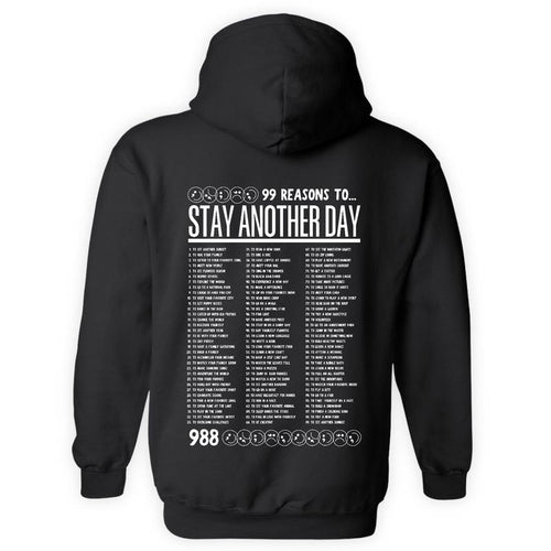 99 Reasons To Stay Another Day Printed Unisex Mental Health Awareness Hoodies Crews And Tshirts From Small Thru 5x Classic Unisex Tops Pullover Long Sleeve Casual Crewneck Menswear Sweaters Underw