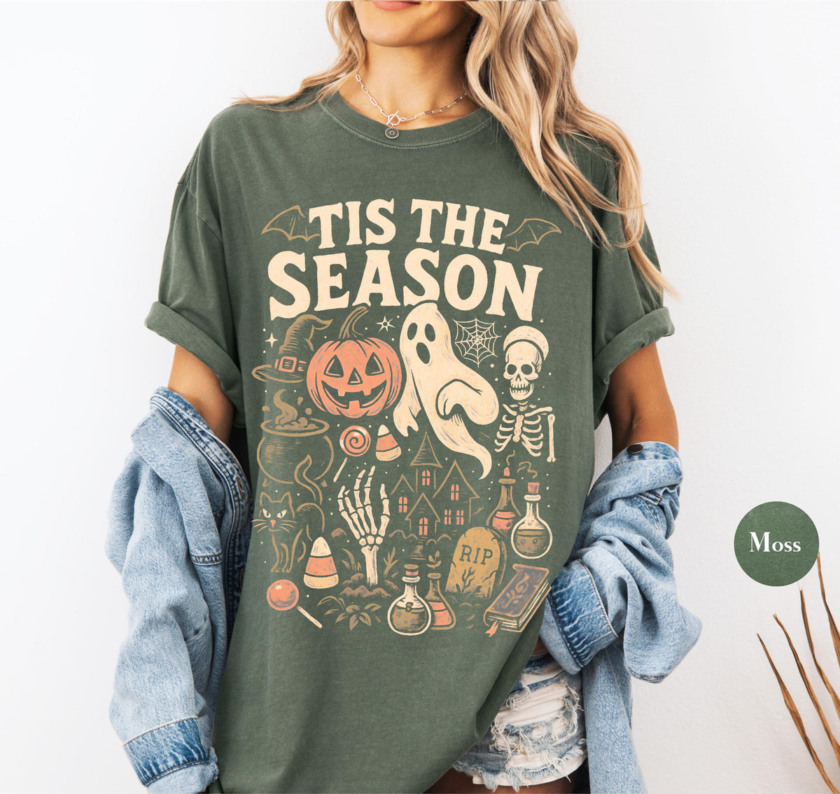 Vintage Halloween Comfort Colors Retro Tis Season Skeleton Pumpkin Ghost Halloween Y2k Halloween