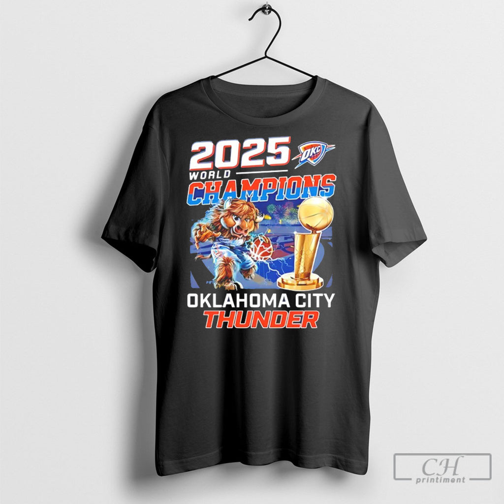 2025 Wolrd Champions Oklahoma City Thunder Mascot T Shirts
