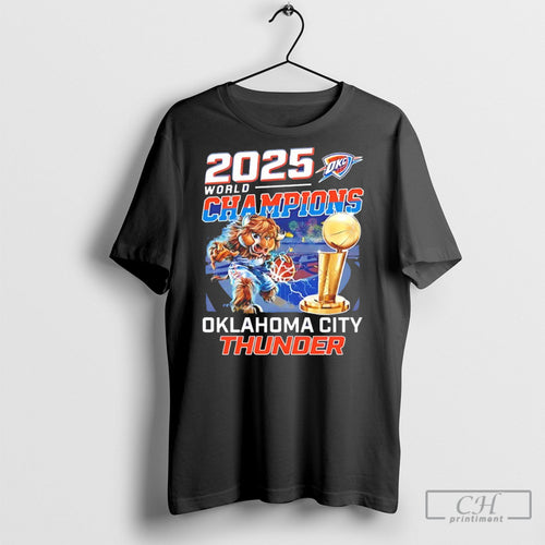 2025 Wolrd Champions Oklahoma City Thunder Mascot T Shirts
