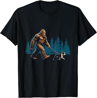 Boston Terrier and Bigfoot - Boston Bull Terrier Lover Unisex , , , Long Sleeve Tee