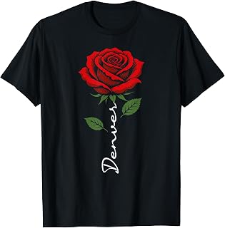 Denver Red Flower Art First Name for Men Kids Boys Unisex , , , Long Sleeve Tee