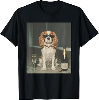 Cavalier King Charles Drinking Champagne Unisex , , , Long Sleeve Tee