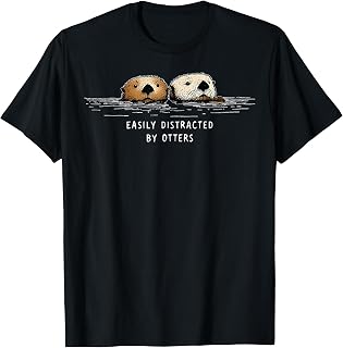 Easily Distracted By Otters River Wildlife Nature Graphic Unisex , , , Long Sleeve Tee