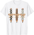 Preppy Leopard Pencil Bow Coquette Teacher Back to School Unisex , , , Long Sleeve Tee