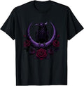 Mystic Crow On Purple Crescent Moon with Roses Unisex , , , Long Sleeve Tee