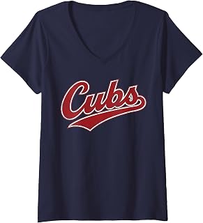 Women's Vintage Cubs Name Retro Design for Men Women and Kids V-Neck Unisex , , , Long Sleeve Tee