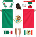 World Cup 2026 Mexican Team 6 in 1 Fan Party Kit | Headband, Whistle, Cloak, Muffler, 3 Flags & Face Stickers | Soccer Party Decorations, Patriotic Game Day Fan Pack