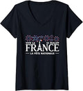Women's Vive La France La Fete Nationale Happy Bastille Day Firework V-Neck Unisex , , , Long Sleeve Tee