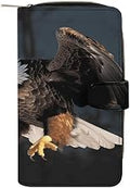 3D Bald Eagle Wallet for Women Leather Bifold Wallet Compact Cute Cash Purse Ladies Clutch Wallets Large Capacity Credit Card Holder Travel Zipper Coin Pocket