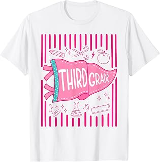 Pennants Striped 3rd Grade Girls Back to School Third Grade Unisex , , , Long Sleeve Tee