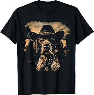 Funny Cowboy German Shorthaired Pointer Smoking Cigarette Unisex , , , Long Sleeve Tee