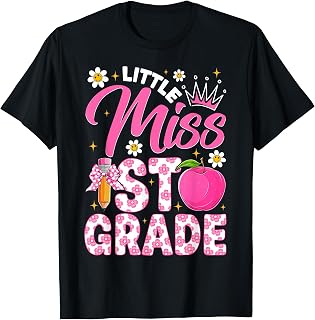 Little Miss 1st Grade Students First Day of School Kid Girl Unisex , , , Long Sleeve Tee