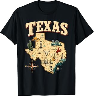 Vintage Texas Map Iconic Landmarks State Pride Unisex , , , Long Sleeve Tee
