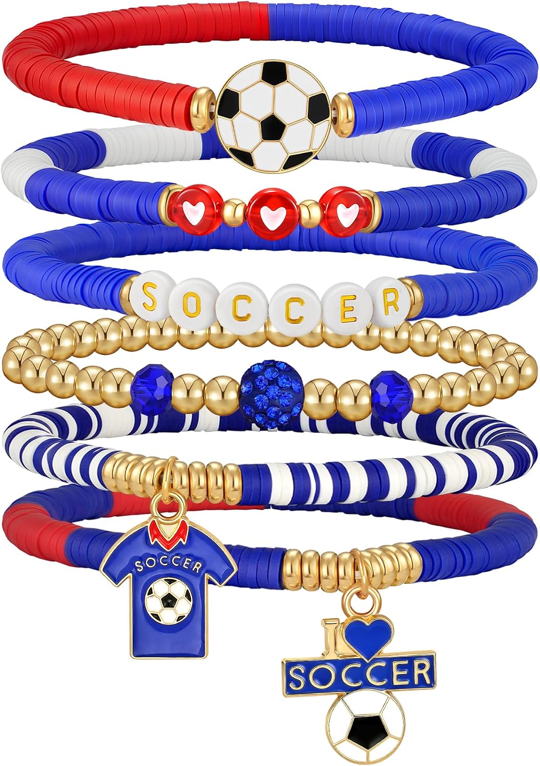 doubgood 2026 World Soccer Cup Soccer Bracelets for Women Men, Stackable Soccer Jewelry Game Day Fan Accessories Gifts for USA Mexico Argentina Soccer Fans