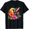 Colorful Hummingbird with Tropical Hibiscus Sunset Unisex , , , Long Sleeve Tee