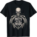 Pretty On The Inside Skeleton Gothic Dark Humor Gifts Unisex , , , Long Sleeve Tee
