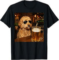 Funny Goldendoodle Drinking Beer Dog Lover Bar Humor Art Unisex , , , Long Sleeve Tee