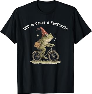 Off to Cause A Kerfuffle Funny Weird Frog Riding Bicycle Unisex , , , Long Sleeve Tee