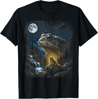 Frog Howling at Moon 90's Retro Nature Forest Animal Graphic Unisex , , , Long Sleeve Tee