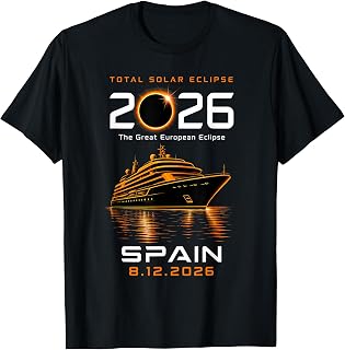 Spain Sea Cruise Ship Total Solar Eclipse 12 August 2026 Unisex , , , Long Sleeve Tee