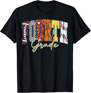 Back to School Football Baseball Basketball Fourth Grade Unisex , , , Long Sleeve Tee