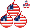 2026 World Cup American Flag Folding Hand Fans 3 PCS, Patriotic Decorations 8.2" Fabric Round Foldable Fans with Matching Storage Pouches, Patriotic Fans for Game Day and Party USA