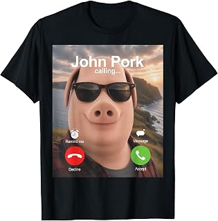 John Pork Calling Decline Accept Incoming Call Funny Unisex , , , Long Sleeve Tee