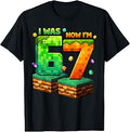 I was 6 Now I'm 7 Pixel 7th Birthday Boy Kids 7 Year Old Unisex , , , Long Sleeve Tee