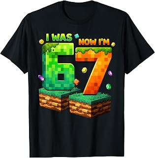 I was 6 Now I'm 7 Pixel 7th Birthday Boy Kids 7 Year Old Unisex , , , Long Sleeve Tee