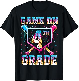 Game On 4th Grade Fourth Drip Baseball First Day 1st Day Boy Unisex , , , Long Sleeve Tee