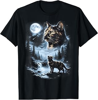 Tortoiseshell Cat Howling at Moon 90's Retro Cat Lover Unisex , , , Long Sleeve Tee