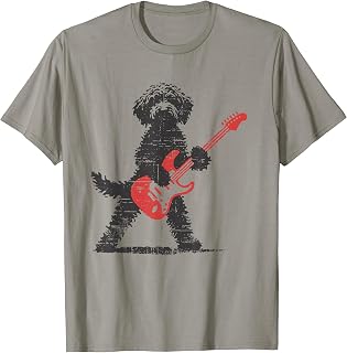Funny Rock Goldendoodle Dog Playing Guitar Music Lover Dog Unisex , , , Long Sleeve Tee