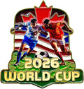 2026 Soccer World Cup Zinc Alloy Badge Pin - 2.17x1.97 Inch Shiny Enamel Collectible with Secure Butterfly Clasps - Perfect for World Cup Tournament 2026 Gifts and Decor