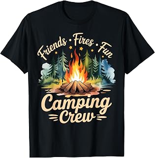Friends Fires Fun Camping Crew Campfire Outdoor Adventure Unisex , , , Long Sleeve Tee