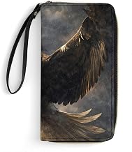 Powerful Bald Eagle Clutch Purse Leather Large Capacity Wristlet Leather Wallet Unisex , , , Long Sleeve Tee