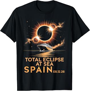 Total Solar Eclipse Spain Sea 12 August 2026 Men Women Kids Unisex , , , Long Sleeve Tee