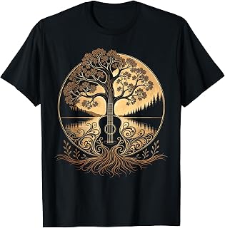 Acoustic Guitar Tree by the Lake Roots Nature Music Unisex , , , Long Sleeve Tee