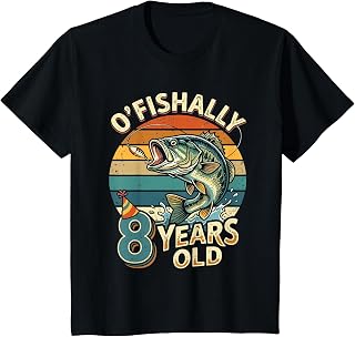 Ofishally 8 Years Old 8th Birthday Fishing Unisex , , , Long Sleeve Tee