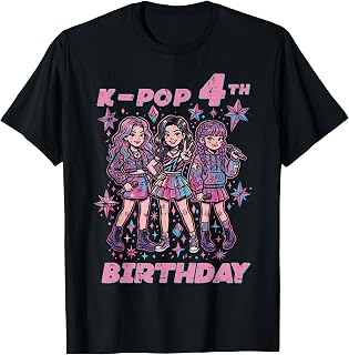 4th Birthday K-Pop Girls 4 Year Old Kpop Girls Kids Youth Unisex , , , Long Sleeve Tee