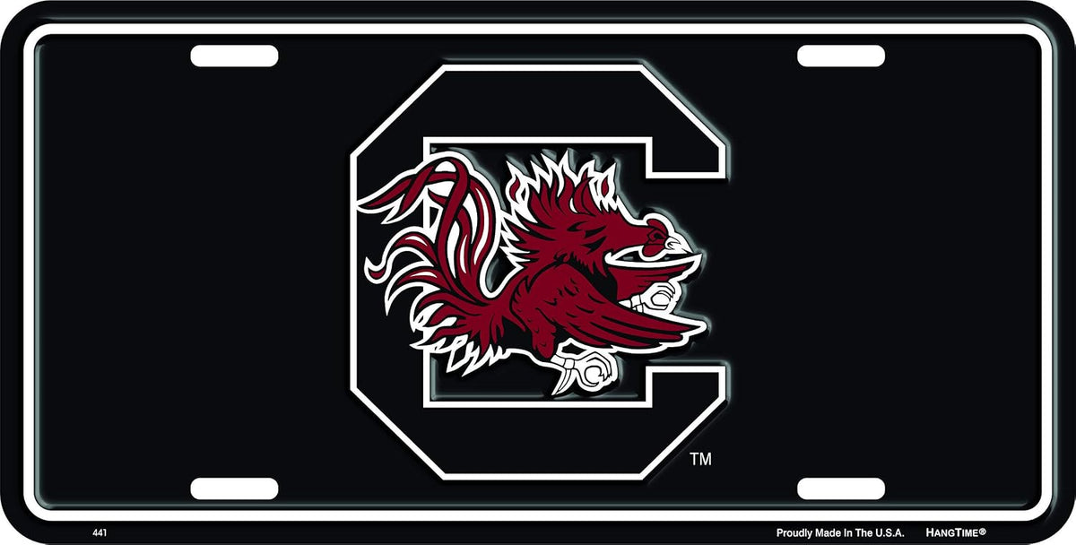 Hangtime South Carolina Gamecocks Novelty License Plate Black Background Unisex , , , Long Sleeve Tee
