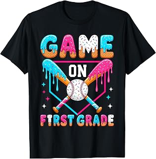 First Day of First Grade Baseball Drip for Boys 1st School Unisex , , , Long Sleeve Tee