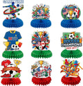 2026 World Soccer Cup Table Decorations, 9 Pcs 3D Double Sided Honeycomb Centerpieces,Themed Ornaments & Soccer Cups Decor for Football Sports Competition Party Supplies