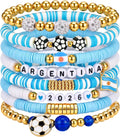 LUYI 2026 World Soccer Cup Bracelets for Women Girls, Game Day Football Fan Merchandise Stackable Beaded Charm Bracelets, Sports Outfits Accessories, Tournament Team Spirit Party Favors Gifts