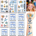 Argentina Flag Temporary Tattoos for World Cup Decorations 2026 | 11 Sheets- Waterproof Face Tattoo Transfer Stickers, Ideal for Independence Day, Football Sports Events, Party Celebration
