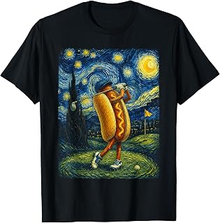 Golf Starry Night Hot Dog Art Unisex , , , Long Sleeve Tee